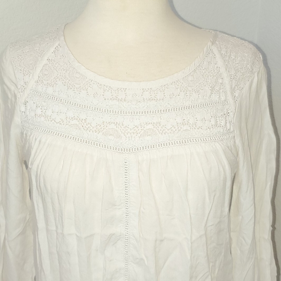 Prana long sleeve off-white blouse - Picture 2 of 6